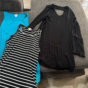 Three Target Dresses, Black, Blue, Striped size Large